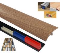 Laminated Threshold Strip Clip System 38mm x 90cm Multi-Height & Pivot Self Adhesive Easy Fit (Rustic Oak)
