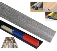 Laminated Threshold Strip Clip System 38mm x 90cm Multi-Height & Pivot Self Adhesive Easy Fit (Silver Grey)