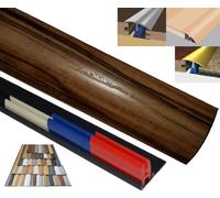 Laminated Threshold Strip Clip System 38mm x 90cm Multi-Height & Pivot Self Adhesive Easy Fit (Walnut)