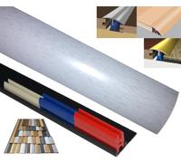 Laminated Threshold Strip Clip System 38mm x 90cm Multi-Height & Pivot Self Adhesive Easy Fit (White Washed Oak)