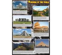 laminated WONDERS OF THE WORLD POSTER | educational history school teaching type poster