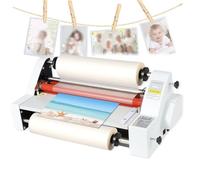 Laminating Machine, Hot and Cold Roll Laminator Four Rollers Thermal Laminating Machine for Single/Dual Sides A3/A4 Paper, for Paper Card Wood Veneer PVC Foil, Digital Display 335mm