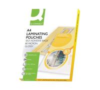 Laminating Pouches A4 Gloss 2X 80 micron Self-adhesive Back Anti-Static Pack 100
