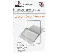 Laminating Pouches, Legal Size, Thermal/Heat Seraling, Crystal Clear, Rounded Corners, for All Your Laminating Needs - Legal Size - Thickness: 10 Mil - 9" x 14.5" - 10 Pouches