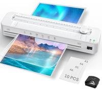 Laminator A3 Laminator Machine with Laminating Pouches for A3/A4/A5/A6, Fast Warm-up, Built-in Cutter and Corner Rounder for Home Office School Use