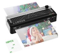 Laminator, A4 Laminator Machine, Thermal Laminator 70s Fast Warm-up with Build in Paper Trimmer, Portable Personal Laminating Machine for Home/Office/School (A4 laminator+10pcs US)