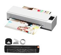 Laminator Machine, 6 in 1 A3 Cold Hot Lamination Machine 60s with 20 Laminating Pouches (A3 A4 A5 A6), Paper Trimmer & Corner Rounder & Hole punch & Hoop binding, 60s Warm-up Laminate, for Home Office