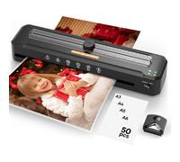 Laminator Machine A3 with 50 Laminating Sheets, Laminator Thermal and Cold with Paper Trimmer Corner Rounder, High-Speed Jam-Free, Low-Noise 13-Inch Laminating Machine(Black)