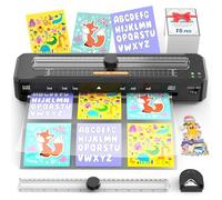 Laminator Machine A3 with Paper Cutter Corner Rounder Sheets 15pcs Scale Line for A3A4A5A6, Dual Roller Hot/Cold NTC Control ABS Anti-Jam 90s Preheat Laminating Machine for Teacher Office Home