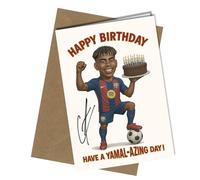 Lamine Yamal Autograph Birthday Card Reproduction Pre Printed - Funny Football Caricature with Printed | Barcelona FC Memorabilia, Humorous Birthday Gift for Football Fans and Collectors No1989