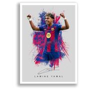Lamine Yamal Barcelona Signed Photo Poster A4/A3 Print Picture Display Framed Autograph Memorabilia for Football Fans Gift Spain (Grey (A4 Unframed))
