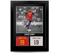 Lamine Yamal Barcelona Signed Photo Poster Print Picture Display Framed Autograph Memorabilia Gift Spain (Black A4 Framed)
