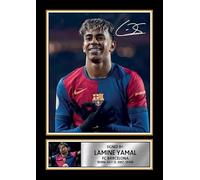 Lamine Yamal V2 Signed Autograph Poster Print - FC Barcelona Wonderkid - Football Gift for Fans & Collectors, A4 Poster + Black Frame
