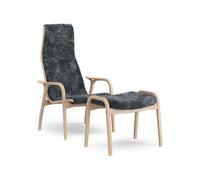 Lamino Armchair With Footstool High Lacquered Beech Oak/Charcoal/Sheepskin