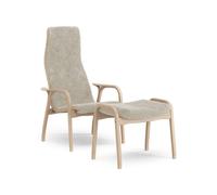 Lamino Armchair With Footstool High Lacquered Beech Oak/Moonlight/Sheepskin