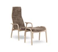Lamino Armchair With Footstool High Lacquered Beech Oak/Sahara/Sheepskin