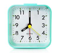 Lamisola Small Battery Operated Analog Alarm Clock, Travel Clock,Quieter Bedside Clocks for Bedrooms Bathroom Shelf Desk,Green