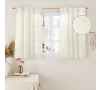LAMIT Linen Curtains 40 Inch Length 2 Panels, Cream Ivory Semi Sheer Light Filtering Panels Back Tab and Rod Pocket Neutral Drapes for Basement/Window/Loft Room, 34 x 40 Inch