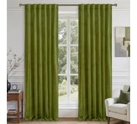 LAMIT Moss Green Velvet Curtains 108 Inch for Living Room, Vintage Thermal Insulated Blackout Panels Super Soft Back Tab and Rod Pocket Window Drapes for Bedroom, 2 Panels, 52 x 108 Inch