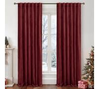 LAMIT Red Velvet Curtains 84 Inch for Living Room, Vintage Thermal Insulated Panels Christmas Decor Room Darkening Back Tab and Rod Pocket Drapes for Bedroom/Theater, 2 Panels, 52 x 84 Inch