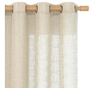 LAMIT Sheer Linen Curtains 84 Inches Long for Living Room, Light Filtering Boho Window Treatments Semi Sheer Neutral Drapes with Bronze Grommet for Bedroom, 52 X 84 Inch, 2 Panels Set, Linen