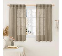 LAMIT Taupe Linen Curtains 45 Inch Length 2 Panels, Light Filtering Panels Back Tab and Rod Pocket Country Decor Drapes for Kitchen/Window/Loft Room/Bedroom, 34 x 45 Inch