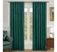 LAMIT Teal Velvet Curtains 108 Inch for Living Room, Luxury Thermal Insulated Room Darkening Panels Soundproof Back Tab and Rod Pocket Christmas Drapes for Bedroom/Hotel Hall, 2 Panels, 52 x 108 Inch