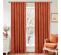 LAMIT Terracotta Velvet Curtains 84 Inch for Living Room, Rust Fall Decor Room Darkening Panels for Farmhouse Thermal Noise Reducing Bedroom Drapes with Back Tab and Rod Pocket, 2 Panels, 52 x 84 Inch