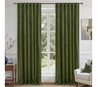 LAMIT Velvet Curtains 102 Inches Long for Living Room, Sage Green Thermal Insulated Soundproof Panels Room Darkeing Back Tab and Rod Pocket Drapes for Bedroom/French Country, 2 Panels, 52 x 102 Inch