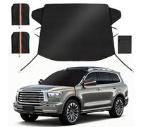 LAMITOCS Car Windscreen Cover for Sun,600D Oxford Cloth Car Windshield Cover with Rearview Mirror Cover,Frost Cover (68x47 inch)