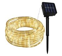 Lamker 10M 100LED Solar Fairy Rope String Lights Warm White Outdoor Waterproof 8 Modes Dimmable Light for Garden Patio Fence Yard Backyard Tree Wedding Christmas Party DIY Tube Lighting Decorative