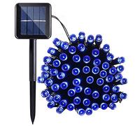 Lamker 12M 100 LED Outdoor String Lights Solar Powered Waterproof 8 Modes Blue Fairy Light for Garden Patio Porch Pathway Yard Wall Fence Tree Christmas Wedding Party Festival Lighting Decorative