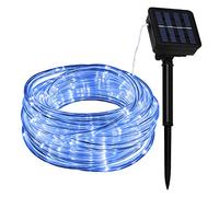 Lamker Fairy Rope String Lights Solar Outdoor 10M 100LED 8 Modes Blue Dimmable IP65 Waterproof Tube Light for Garden Patio Fence Yard Backyard Tree Wedding Christmas Party DIY Lighting Decorative