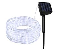 Lamker Rope String Lights White Solar Outdoor 10M 100LED Waterproof 8 Modes Dimmable Fairy Tube Light for Garden Patio Fence Yard Backyard Tree Wedding Christmas Party DIY Lighting Decorative