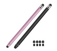 Lamkrtlp Stylus Pens for Touch Screens, 2Pack Universal Tablet Pen Capacitive 2 in 1 Touch Screen Pen for iPad/Pro/Air/Mini/iPhone/Samsung/Tablet with 8 Replace Tips (Black+Rose Gold)