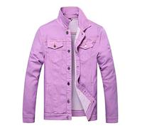 LAMKUKU Men's Denim Jacket, Ripped, Slim Fit Denim Jacket for Men, M