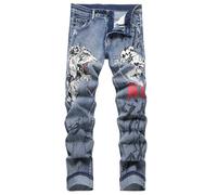 LAMKUKU Men's Ripped Jeans Slim Fit Casual Distressed Denim Pants, Light Blue912, 30