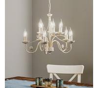 Lamkur Ayleen chandelier in steel, 10-bulb, white