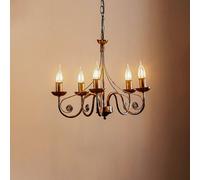 Lamkur Ayleen chandelier in steel, 5-bulb, black