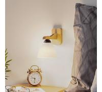 Lamkur Haro wall light with glass shade, oak/white