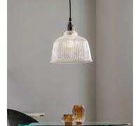 Lamkur Leana pendant light, clear glass, 1-bulb, chrome