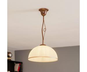 Lamkur Roma pendant light in white and brown, 1-bulb