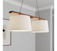 Lamkur Sweden hanging light, antique white, textile, walnut, 2-bulb