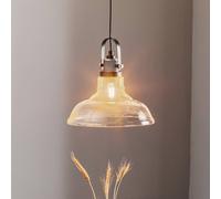 Lamkur Teo pendant lamp with glass shade, chrome