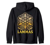 Lammas Lughnasadh Vibes Sacred Grain Flower Mandala Symbol Zip Hoodie