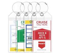 Lammcou Cruise Luggage Tag Holders with Zip Seal & Steel Loops, XL Cruise Clear Waterproof suitcases Tags for Travel Vacation Princess Cruises Carnival P&0 MSC, 19 * 11CM; 4 Pieces