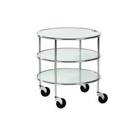 Lammhults Chicago I table on castors Frosted glass-chrome