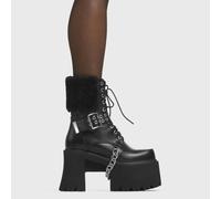 Lamoda Accelerate Black PU Fur Platform Shoes with Modern Style and Comfort - UK4