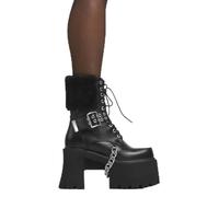 LAMODA Accelerate Black PU Fur Platform Shoes with Modern Style and Elevated Design, Lightweight and Durable, Perfect for Casual, Office, Party, or Everyday Wear, Size UK8