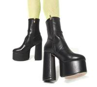 Lamoda Adore You Platform Ankle Boots Black PU, Chic Platform Booties - Black - UK 8